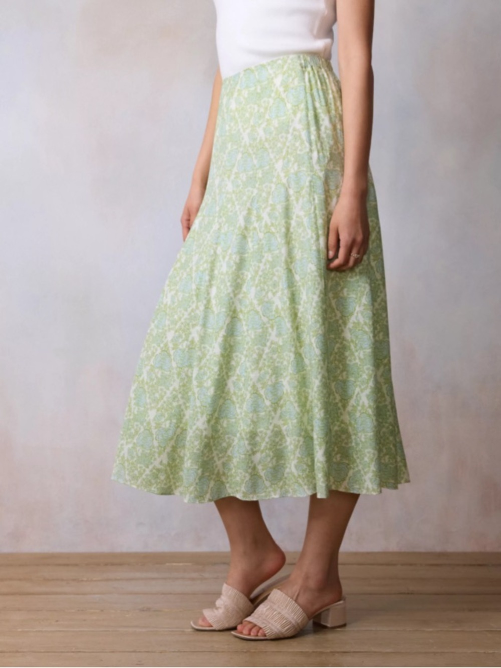 LC Lauren Conrad Floral Crepe Godet Midi Skirt Small NWT